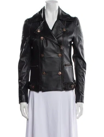 Pre-owned Jakett Leather Biker Jacket W/ Tags In Blue