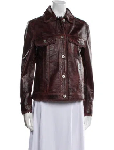 Pre-owned Jakett Leather Biker Jacket W/ Tags In Brown