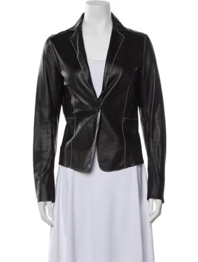 Pre-owned Jakett Leather Blazer In Black