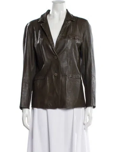 Pre-owned Jakett Leather Blazer In Brown