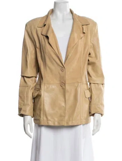 Pre-owned Jakett Leather Blazer In Neutrals