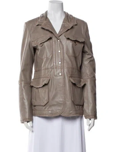 Pre-owned Jakett Leather Blazer W/ Tags In Gray