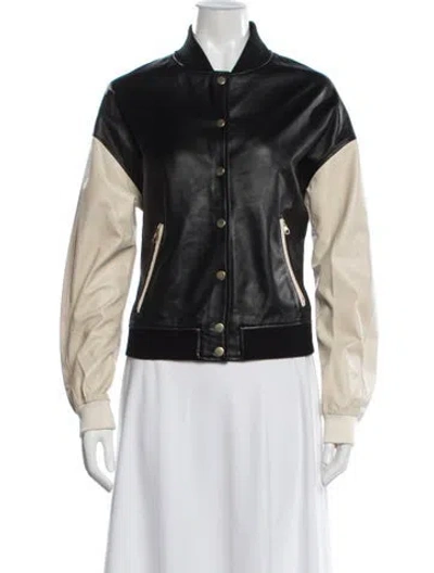 Pre-owned Jakett Leather Bomber Jacket In Black