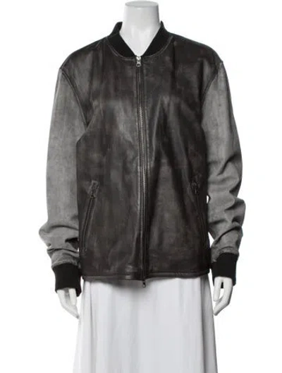 Pre-owned Jakett Leather Bomber Jacket In Black
