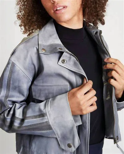 Jakett Leather Bomber Jacket In Steel In Multi