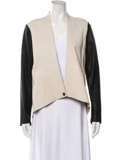 Pre-owned Jakett Leather Colorblock Pattern Jacket In Neutral