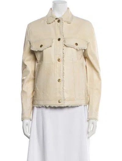 Pre-owned Jakett Leather Denim Jacket In Neutral