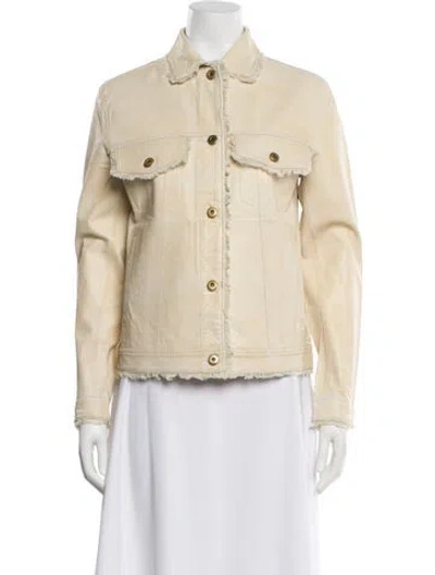 Pre-owned Jakett Leather Denim Jacket W/ Tags In Neutral