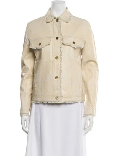 Pre-owned Jakett Leather Denim Jacket W/ Tags In Neutral