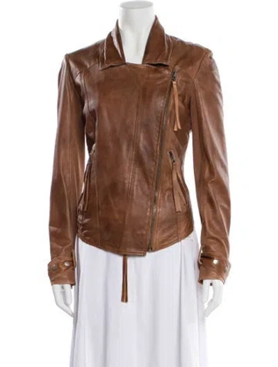 Pre-owned Jakett Leather Jacket In Brown