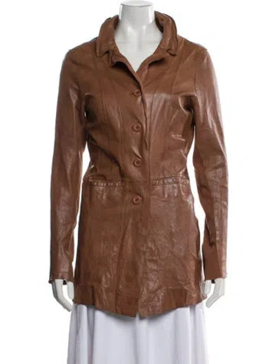 Pre-owned Jakett Leather Jacket In Brown