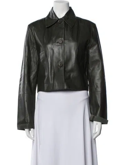 Pre-owned Jakett Leather Jacket In Green