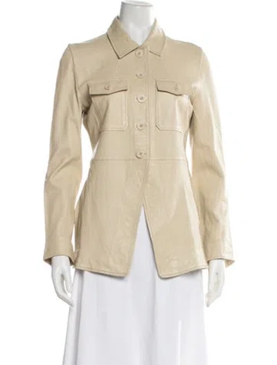 Pre-owned Jakett Leather Jacket In Neutral