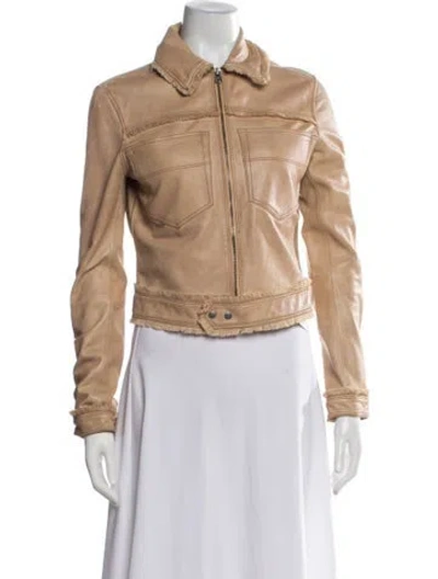 Pre-owned Jakett Leather Jacket In Neutrals