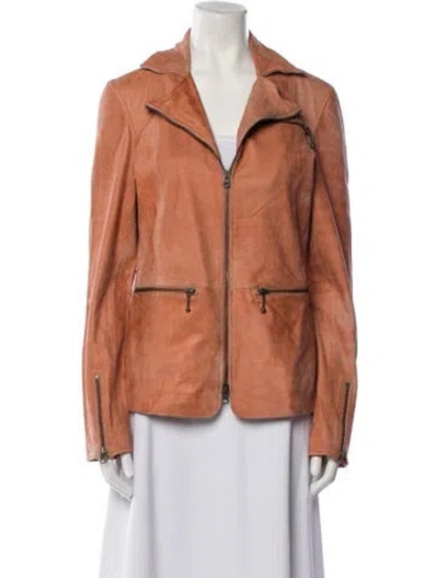 Pre-owned Jakett Leather Jacket In Orange