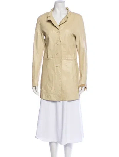 Pre-owned Jakett Leather Peacoat In Neutral