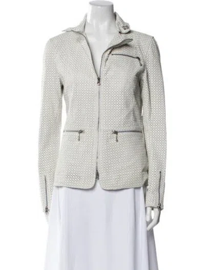 Pre-owned Jakett Leather Tweed Pattern Blazer In Multi