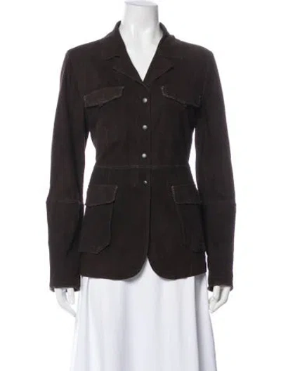 Pre-owned Jakett Leather Utility Jacket In Brown