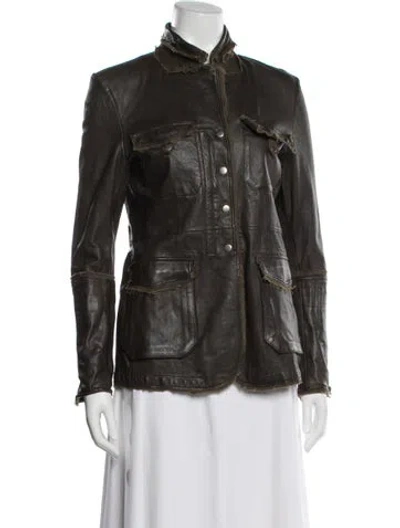 Pre-owned Jakett Leather Utility Jacket In Brown