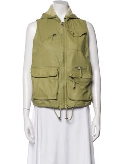 Pre-owned Jakett Leather Utility Jacket In Green