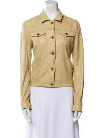 Pre-owned Jakett Leather Utility Jacket In Neutral