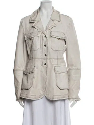 Pre-owned Jakett Leather Utility Jacket In Neutrals