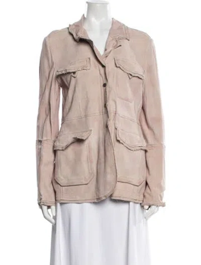 Pre-owned Jakett Leather Utility Jacket In Pink