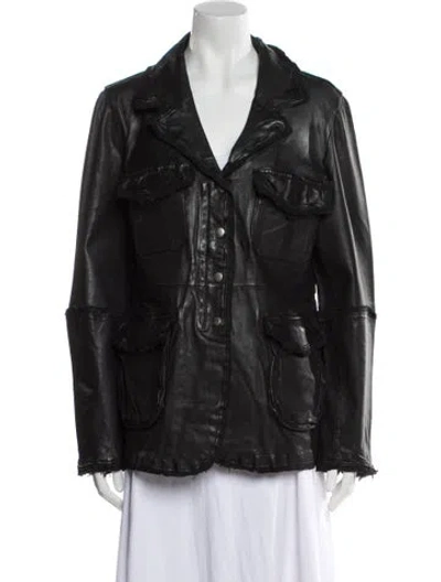 Pre-owned Jakett Leather Utility Jacket W/ Tags In Black