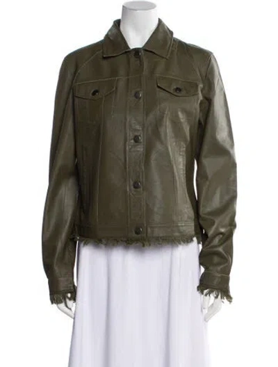 Pre-owned Jakett Leather Utility Jacket W/ Tags In Green