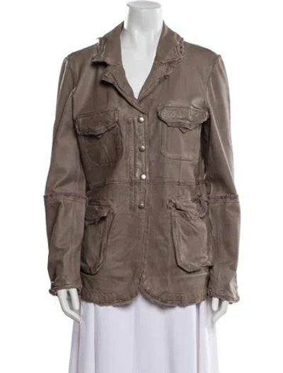 Pre-owned Jakett Leather Utility Jacket W/ Tags In Neutral