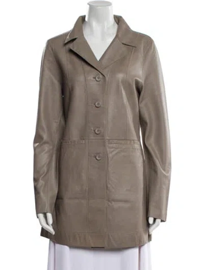 Pre-owned Jakett Leather Utility Jacket W/ Tags In Neutral