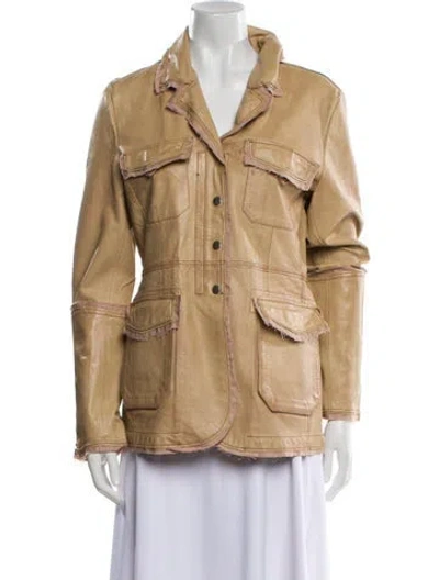 Pre-owned Jakett Leather Utility Jacket W/ Tags In Neutral