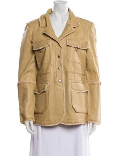 Pre-owned Jakett Leather Utility Jacket W/ Tags In Neutral