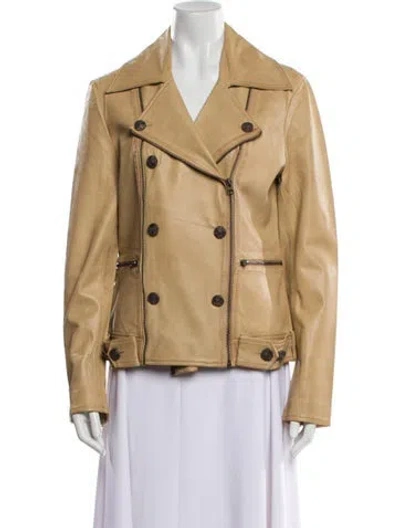Pre-owned Jakett Leather Utility Jacket W/ Tags In Neutral