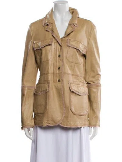 Pre-owned Jakett Leather Utility Jacket W/ Tags In Neutral