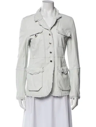 Pre-owned Jakett Leather Utility Jacket In White