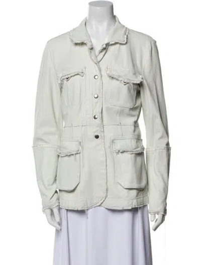 Pre-owned Jakett Leather Utility Jacket In White
