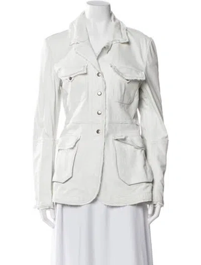 Pre-owned Jakett Leather Utility Jacket In White
