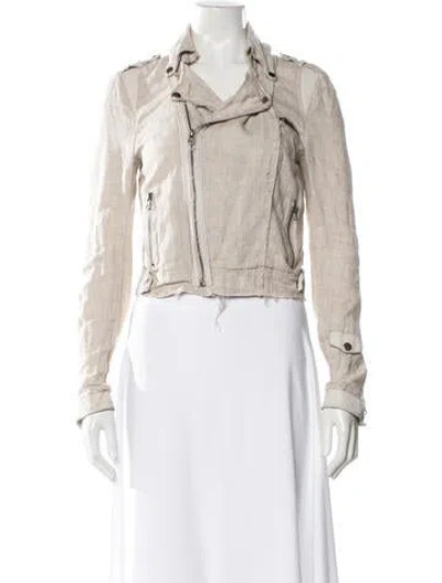 Pre-owned Jakett Linen Biker Jacket In Neutral