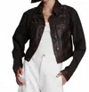 Jakett Lucchese Twill Patina Leather Jacket In Sable In Blue
