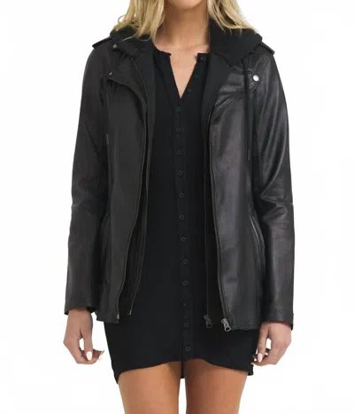 Jakett Maxi Burnished Leather Jacket In Black