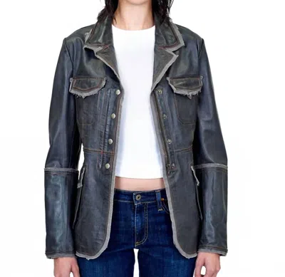 Jakett Meryl Vintage Leather Jacket In Greystone In Blue