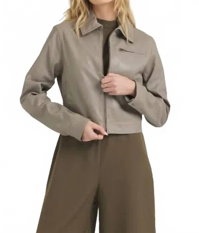 Jakett Moira Collared Leather Jacket In Taupe In Brown
