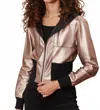 Jakett Sadie Metallic Leather Jacket In Rose Gold/black In Multi