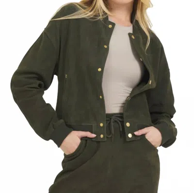 Jakett Shai Suede Bomber Jacket In Dark Olive In Green