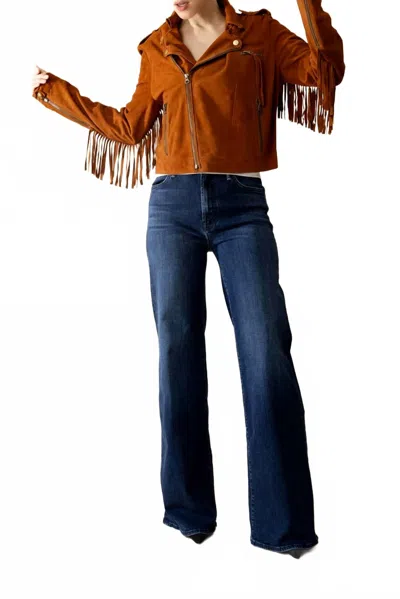 Jakett Tina Fringe Leather Jacket In Congac In Brown