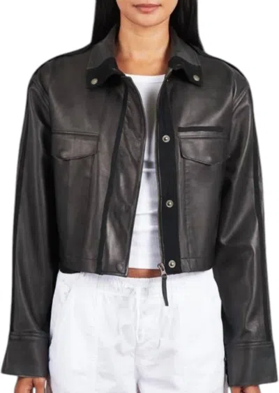 Jakett Toni Patina Leather Jacket In Black In Brown