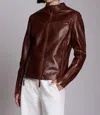 Jakett Vespa Vintage Leather Jacket In Saddl