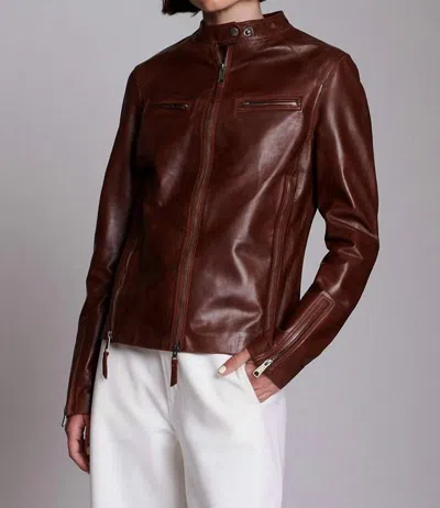 Jakett Vespa Vintage Leather Jacket In Saddl