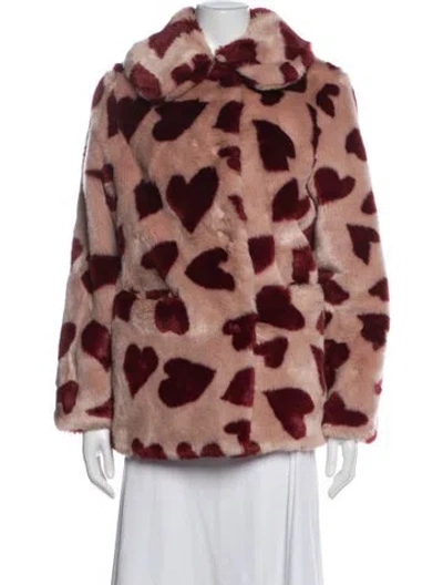Pre-owned Jakke Animal Print Faux Fur Jacket In Red